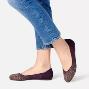 Rothys The Flat Round Toe Shoes Womens Size 7.5 Metallic Eggplant